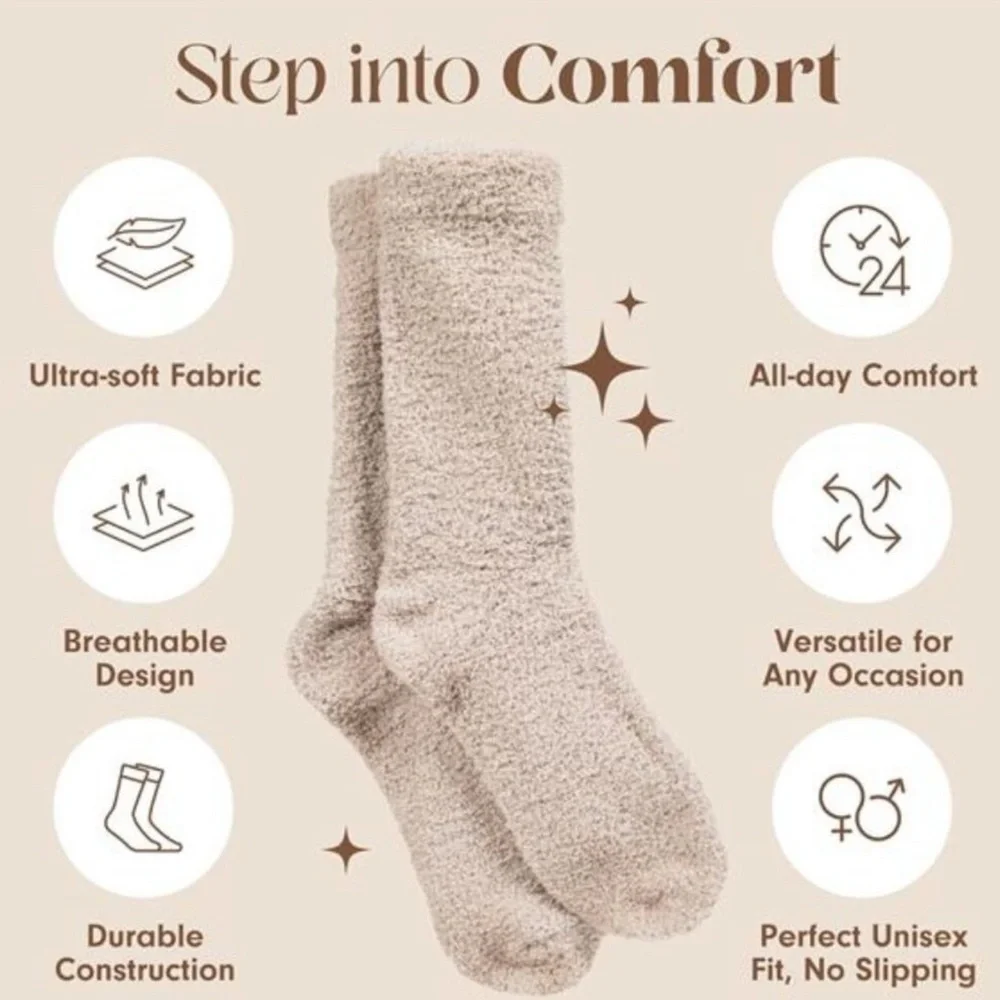 Ultra-Luxe Cloud Socks Warm and Fuzzy Super Soft Luxurious Fabric tan.